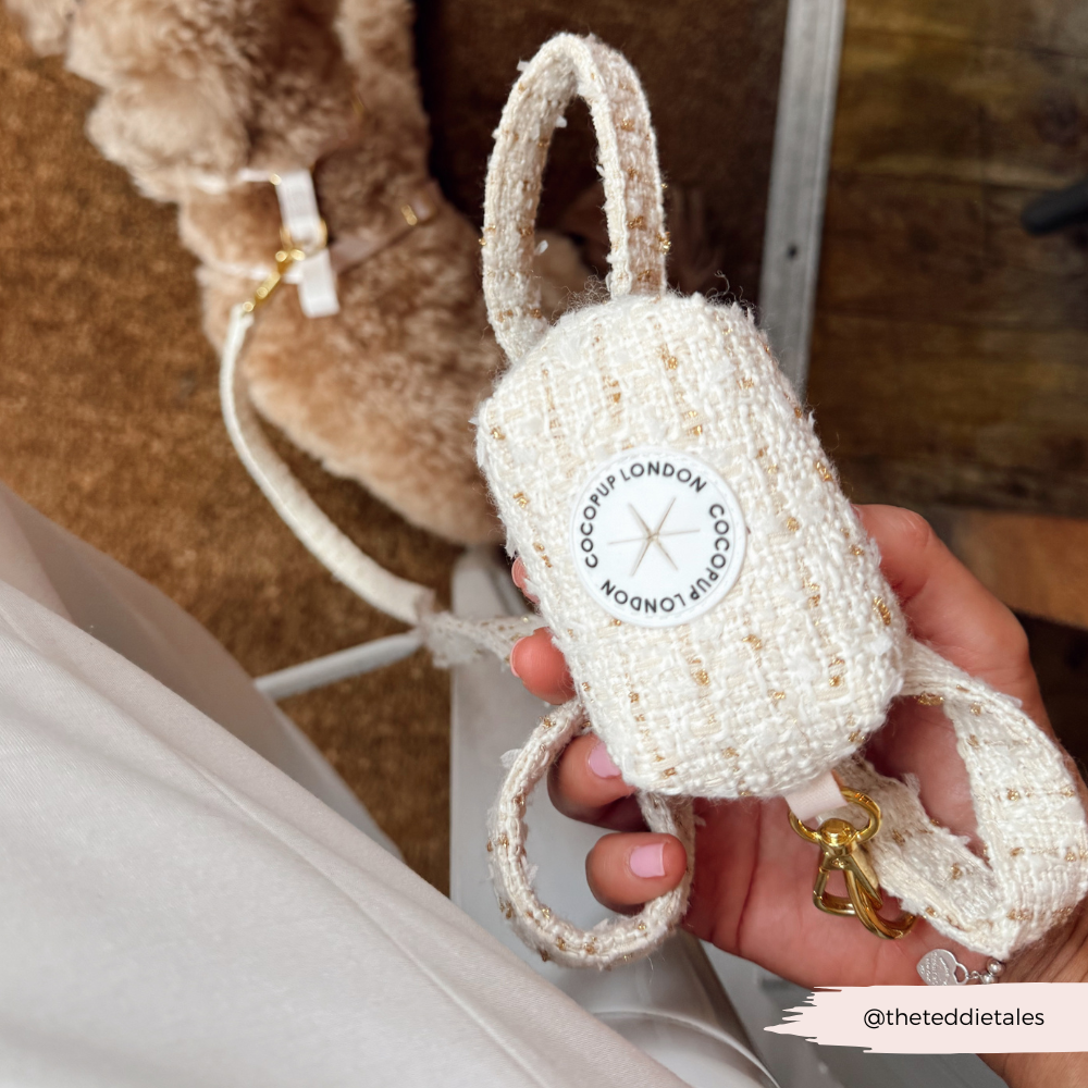 Porte-sac à crottes en tweed texturé vanille