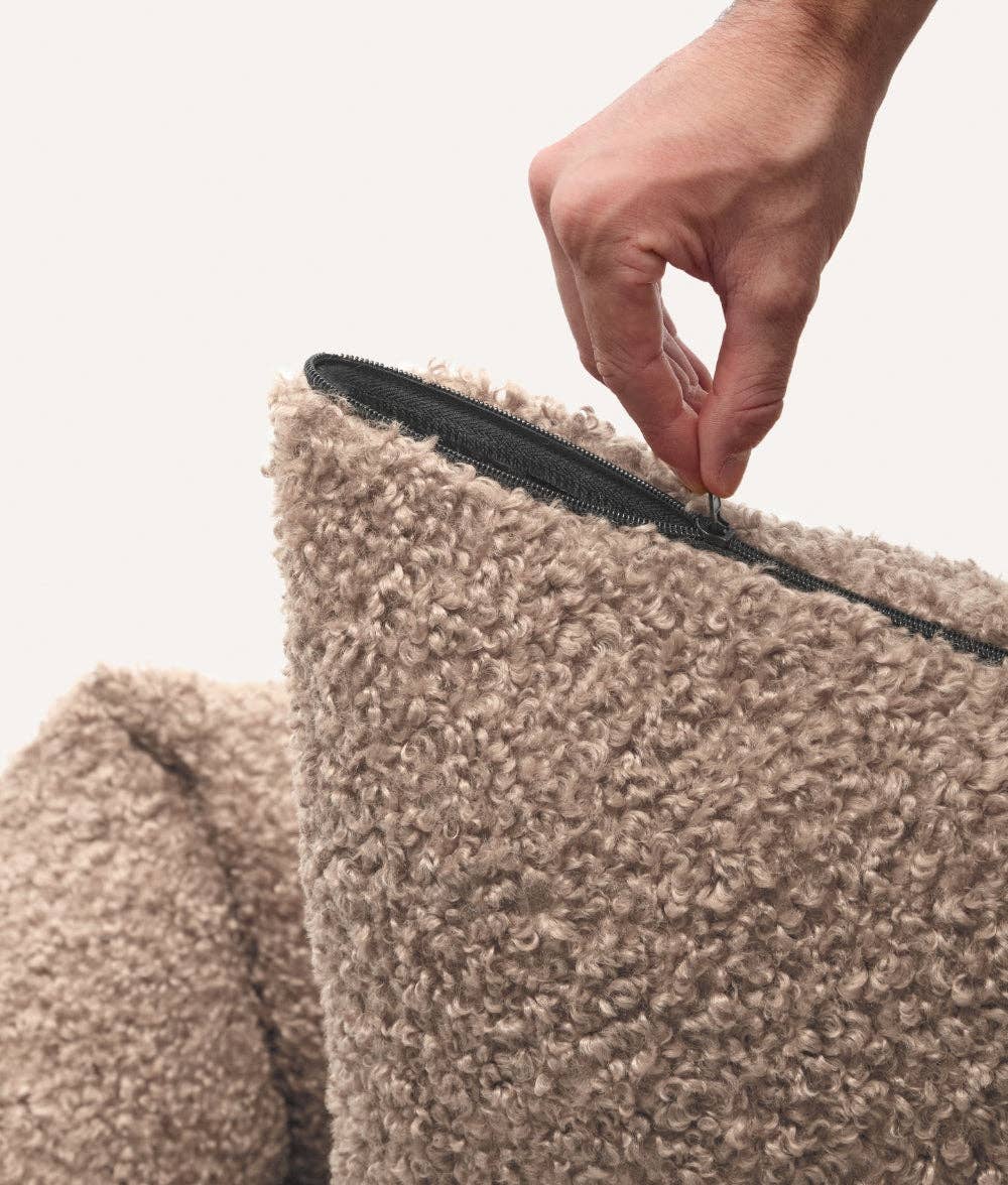 Panier pour chien en tissu bouclé - Beige