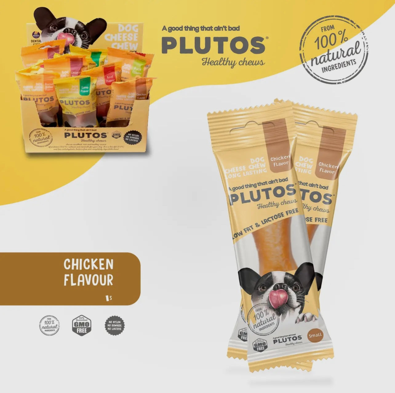 Plutos - Os a mâcher pour chien à la caséine saveur Poulet