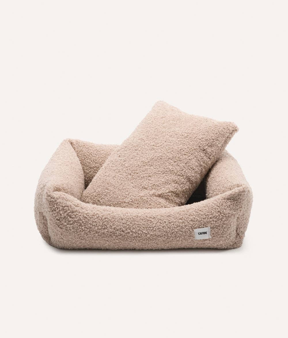 Panier pour chien en tissu bouclé - Beige