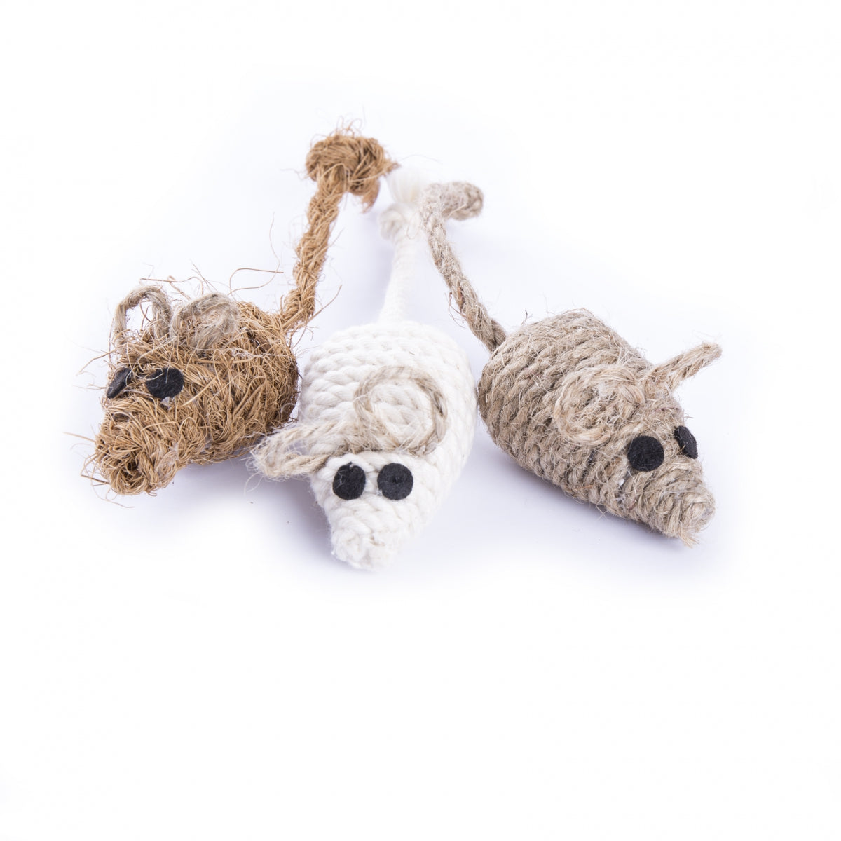 Lot de 3 Souris en coton, fibre de coco & Sisal pour chat