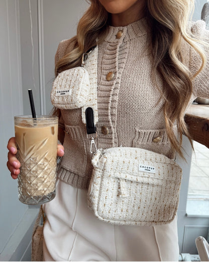 Sangle de sac en tweed texturé - Vanille