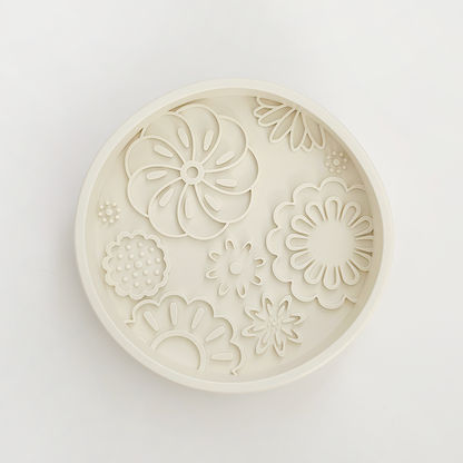 Gamelle à alimentation lente en silicone - Fleurs crème
