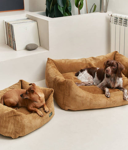 Panier pour chien en velours côtelé - Moutarde