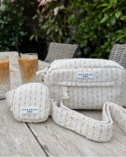 Sangle de sac en tweed texturé - Vanille