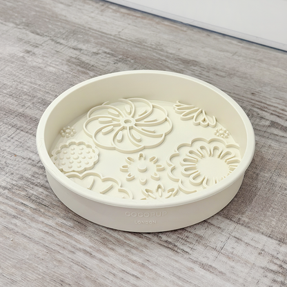 Gamelle à alimentation lente en silicone - Fleurs crème