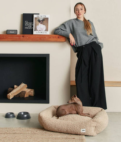 Panier pour chien en tissu bouclé - Beige