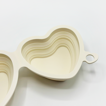 Gamelle pliable en forme de cœur - Crème